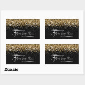 Your Logo Black and Gold Glitter Glam Rechthoekige Sticker (Vel)