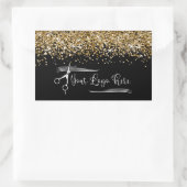 Your Logo Black and Gold Glitter Glam Rechthoekige Sticker (Tas)