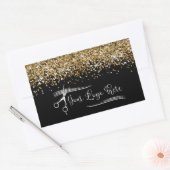 Your Logo Black and Gold Glitter Glam Rechthoekige Sticker (Envelop)