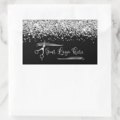 Your Logo Black and Silver Glitter Glam Rechthoekige Sticker (Tas)