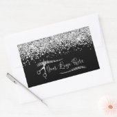 Your Logo Black and Silver Glitter Glam Rechthoekige Sticker (Envelop)