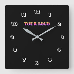 Your Logo Business Office Personalized Font Color Vierkante Klok