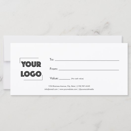 Your Logo Custom Business Gift Certificate (Achterkant)