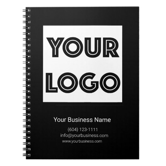  Your Logo Custom Business Marketing Black Notitieboek (Voorkant)