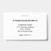 Your Logo Custom Business Marketing Employee Badge (Achterkant)