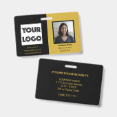Your Logo Custom Business Marketing Employee Badge (Voor- en achterkant)