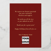 Your Logo Custom Business Minimalist Gold  Folie Feestdagenkaart (Achterkant)