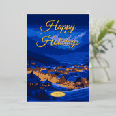 Your Logo Custom Business Retro Gold  Folie Feestdagenkaart (Staand Voorkant)