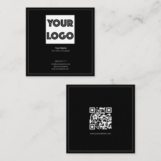 Your Logo Custom QR Code Marketing Vierkante Visitekaartje (Voorkant / Achterkant)