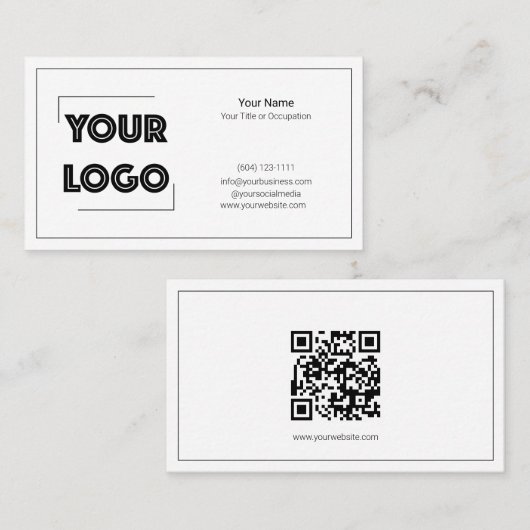 Your Logo Custom QR Code Marketing Visitekaartje (Voorkant / Achterkant)