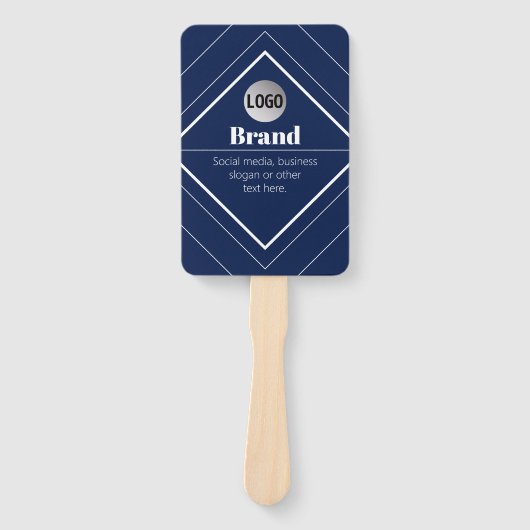 Your Logo & Customizable Modern Design | Navy Blue Handwaaier (Voorkant)