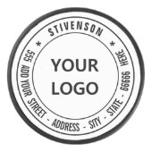 Your Logo Family Name and Address or Custom Text Hockey Puck (Voorkant)