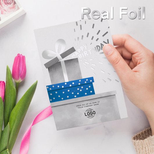 Your Logo Fun Grey Gifts Corporate Happy Birthday Folie Uitnodiging