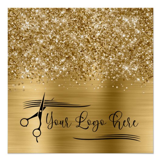 Your Logo Glittery Gold Glam Perfect Poster (Voorkant)