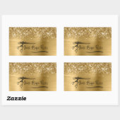 Your Logo Glittery Gold Glam Rechthoekige Sticker (Vel)