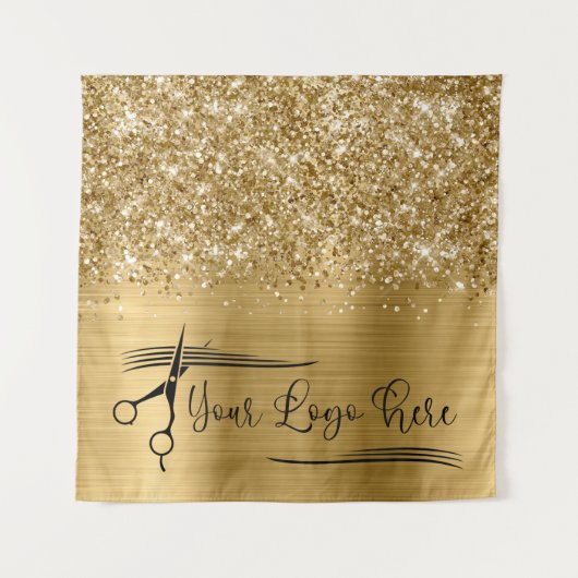 Your Logo Glittery Gold Glam Wandkleed (Voorkant)