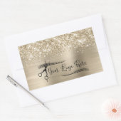 Your Logo Glittery Pale Gold Glam Rechthoekige Sticker (Envelop)