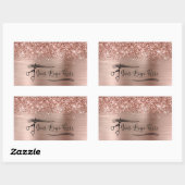 Your Logo Glittery Rose Gold Glam Rechthoekige Sticker (Vel)