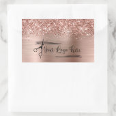 Your Logo Glittery Rose Gold Glam Rechthoekige Sticker (Tas)
