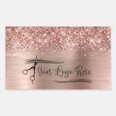 Your Logo Glittery Rose Gold Glam Rechthoekige Sticker (Voorkant)