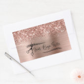 Your Logo Glittery Rose Gold Glam Rechthoekige Sticker (Envelop)