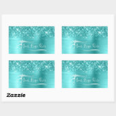 Your Logo Glittery Turquoise Blue Glam Rechthoekige Sticker (Vel)