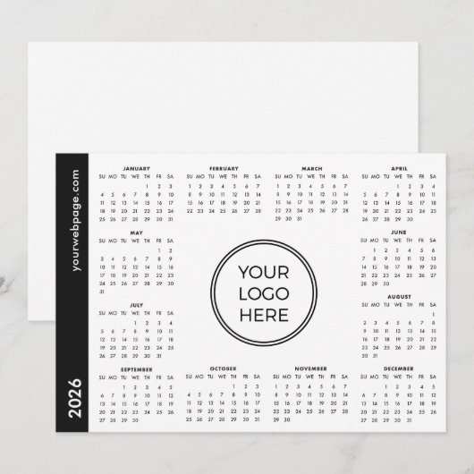 Your Logo Here 2026 white Magnetic Calendar Feestdagenkaart (Voorkant / Achterkant)