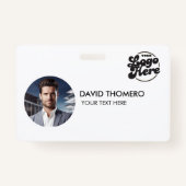Your Logo Here Company Business QR Code Photo Name Badge (Voorkant)