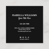 Your Logo Here Simple Modern Black Website QR Code Vierkante Visitekaartje (Achterkant)