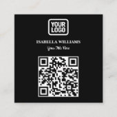 Your Logo Here Simple Modern Black Website QR Code Vierkante Visitekaartje (Voorkant)