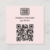 Your Logo Here Simple Modern Pink Website QR Code Vierkante Visitekaartje (Voorkant)