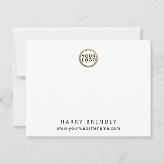 Your Logo Modern Minimalist White Flat Note Card Notitiekaartje (Voorkant)