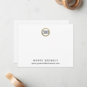 Your Logo Modern Minimalist White Flat Note Card Notitiekaartje (Voorkant / Achterkant in situ)