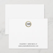 Your Logo Modern Minimalist White Flat Note Card Notitiekaartje (Voorkant / Achterkant)