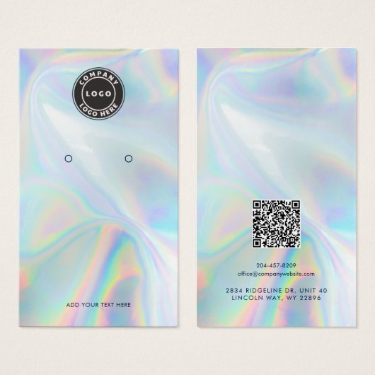 Your Logo QR Code Holographic Earring Display Card Visitekaartje (Voorkant /achterkant)
