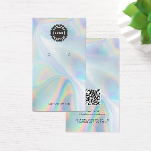 Your Logo QR Code Holographic Earring Display Card Visitekaartje (Bureau)