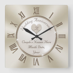 Your Monogram and Personalized Anniversary Clock Vierkante Klok