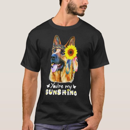 Your My Sunshine Mooie Duitse Herder & Zonnebloem T-shirt (Voorkant)