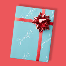 Your Name | Elegant White Script on Robin Egg Blue