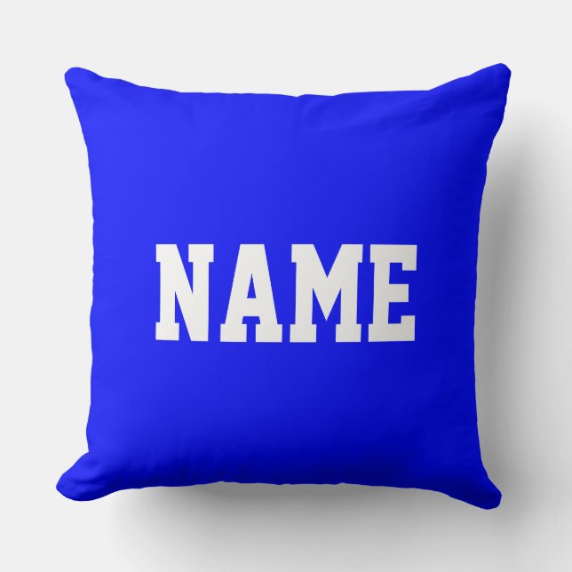 YOUR NAME Fun Athletic Text On Bright Royal Blue Kussen (Voorkant)