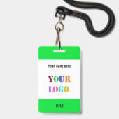 Your Name Logo Info Branded Business Badge Example (Voorzijde met lanyard)