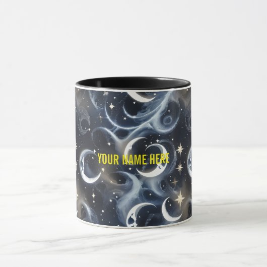 Your Name Mugs – Metallic Silver Moon Phase Luxury Mok (Midden)