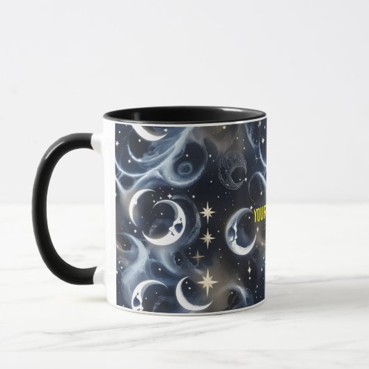 Your Name Mugs – Metallic Silver Moon Phase Luxury Mok (Links)