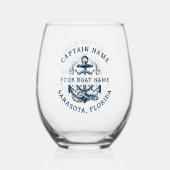 Your Name of Boat Anchor Wijnglas Zonder Voet (Achterkant)