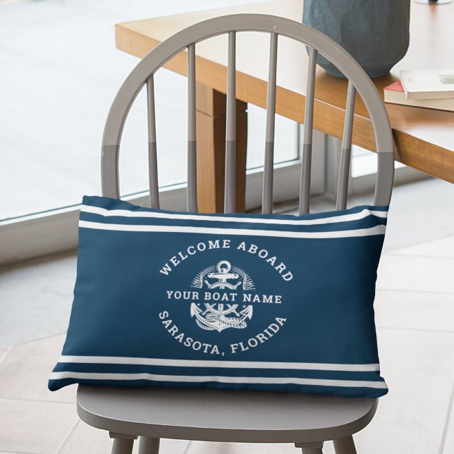 Your Name of Boat Ancient Anchor  Kussen (Creator heeft geüpload)