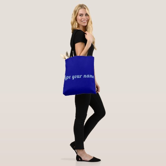 Your Name on Blue Tote Bag (Op model)