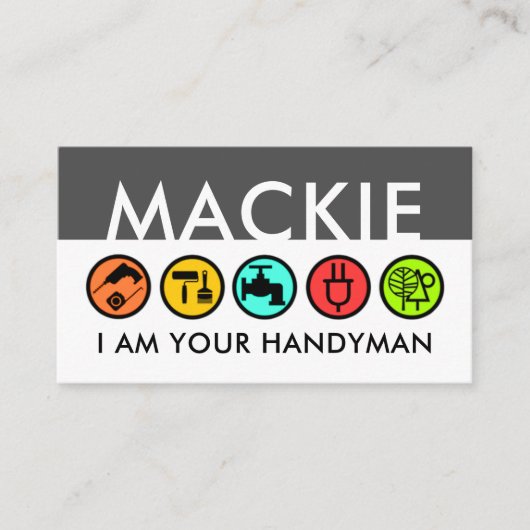 Your Name On Creative Handyman Icons Signage Visitekaartje (Voorkant)
