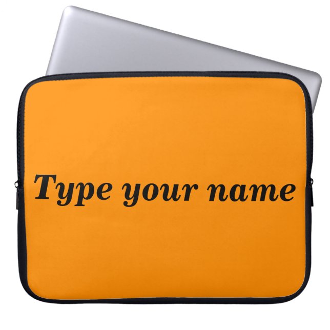 Your Name on Orange Laptop Sleeve (Voorkant)