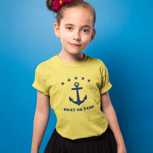 Your Name or Boat Name Classic Anchor Blue Yellow T-shirt