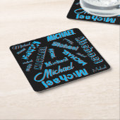 Your name pattern monogram blue red black colour kartonnen onderzetters (Schuin)